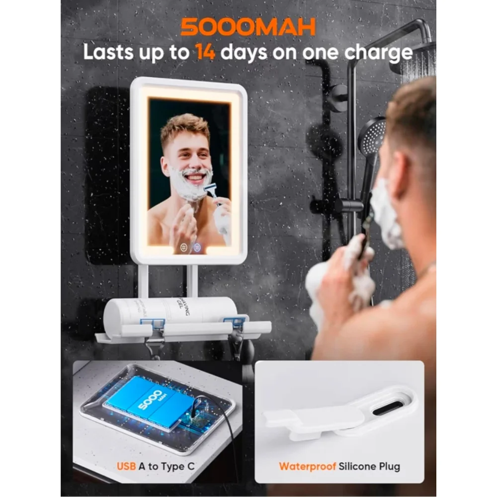 Heated Shower Mirror Fogless for Shaving 2025 New, 3 Colors